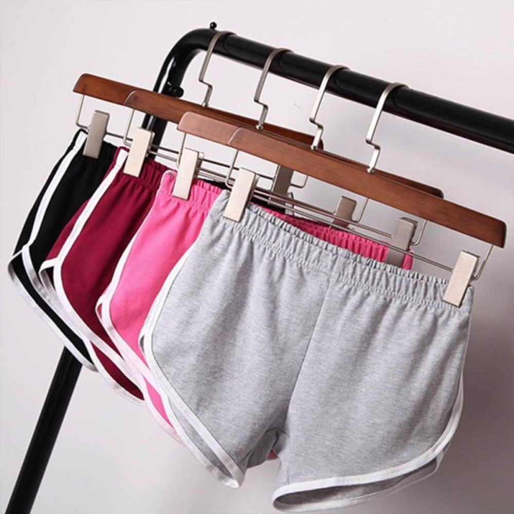 Gray & Pink Dolphin Hem Cotton Booty Shorts